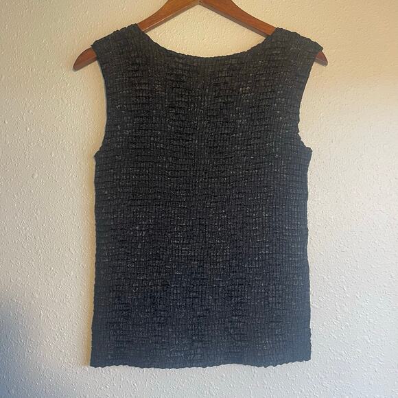 90s Black Funky Textured Whimsygoth Sleeveless Top - Picture 6 of 7